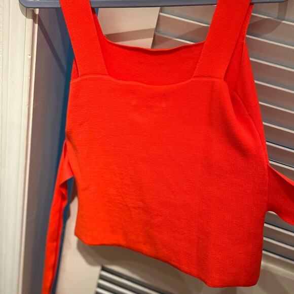 ANTHROPOLOGIE BRIGHT SALMON PINK KNITTED CROP TOP - Picture 16 of 16